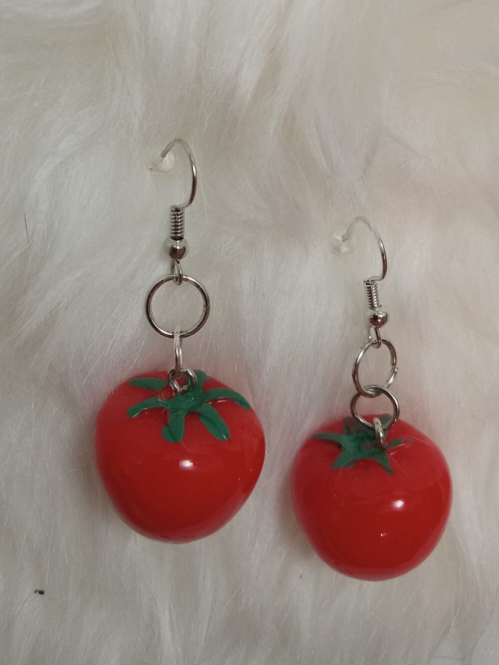 Handmade little acrylic tomatoes earrings